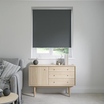 Barcelona Mono Charcoal Roller Blinds: 1840mm x 2000mm Recess