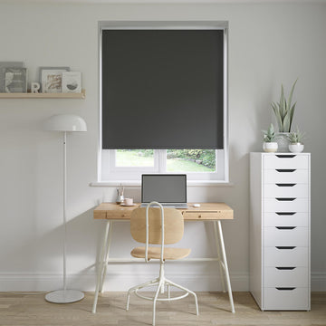 Barcelona Noir Black Roller Blinds: 1750mm x 2500mm Recess